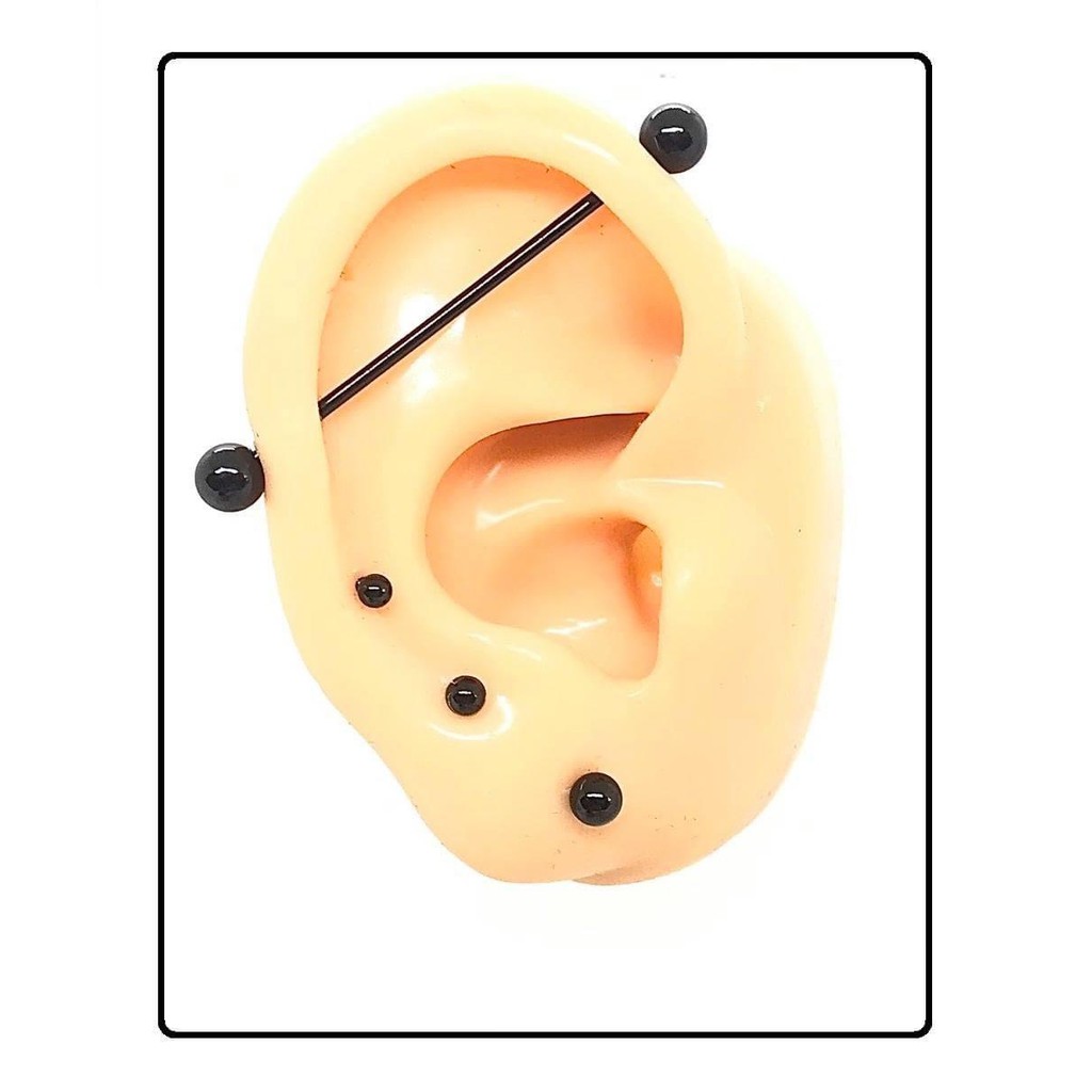 1 CHIẾC KHUYÊN INDUS MÀU ĐEN - KHUYÊN BI CHÂN CÀI CÁ TÍNH