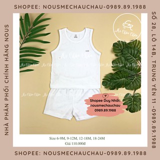 Bộ Ba Lỗ Thường Trắng Nu Air NOUS - Hàng Hè Bé Trai/ Bé Gái (Size Từ 6-9 Tháng Đến 18-24 Tháng)