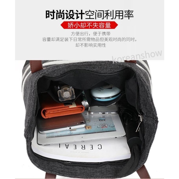 túi tote đeo chéo Túi Xách Tay Bằng Vải Canvas Họa Tiết Sọc Thời Trang Dành Cho Nữ-65