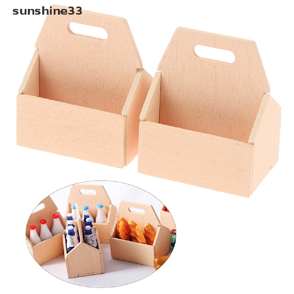 Giỏ đựng trái cây/ thức ăn bằng gỗ tỉ lệ 1 / 12 trang trí nhà búp bê