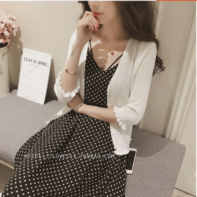 Áo khoác len cardigan mỏng tay lỡ dáng ngắn thiết kế đơn giản sang trọng AKL06 | BigBuy360 - bigbuy360.vn