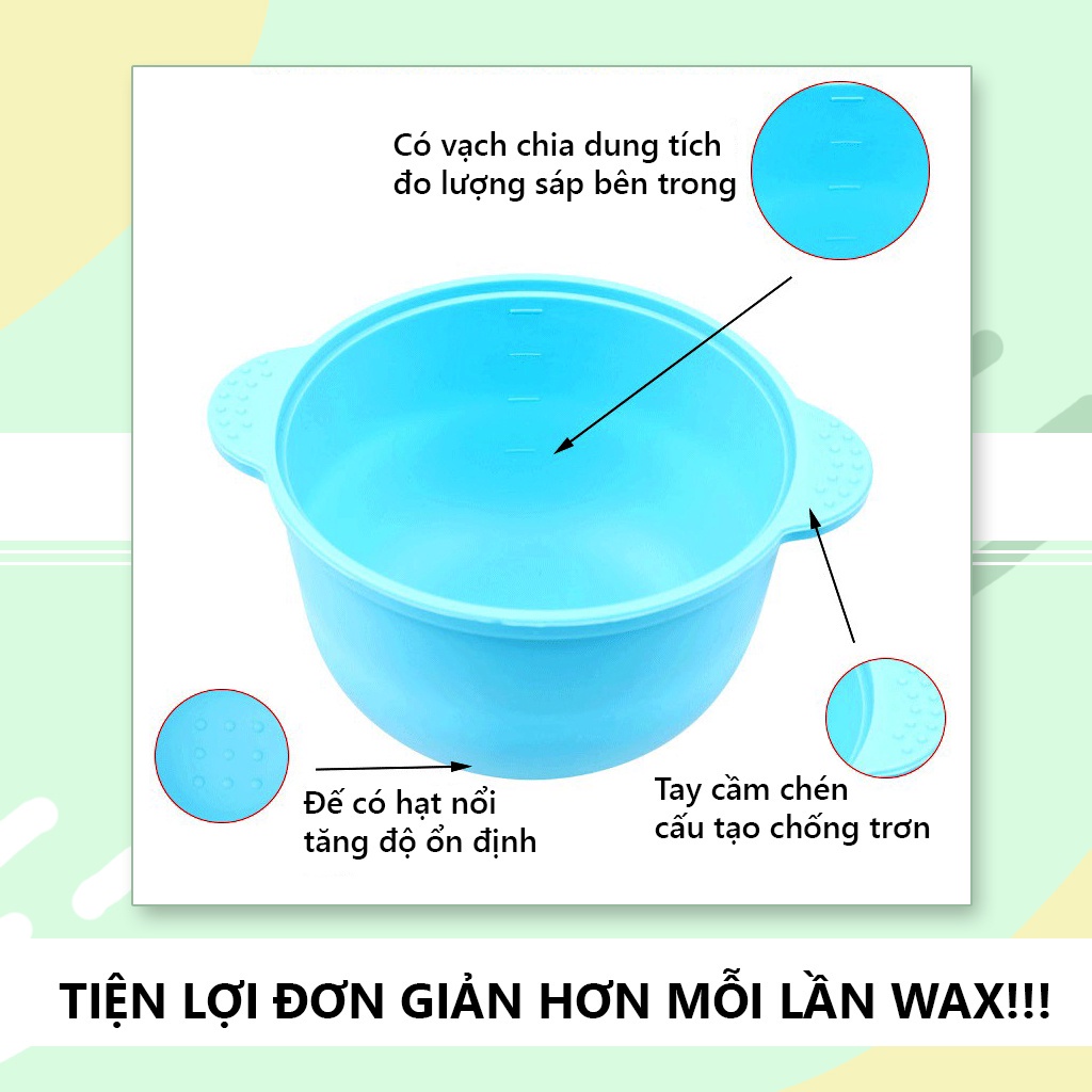 Chén nấu sáp silicon chịu nhiệt chống dính, que phết sáp silicon chống dính