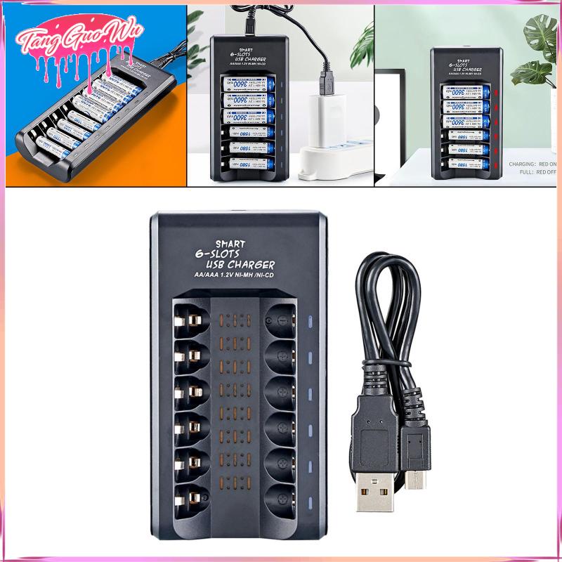 Bộ Sạc Pin AA / AAA 6 Ngăn Tự Động Bảo Vệ Cho Pin LI-Ion
