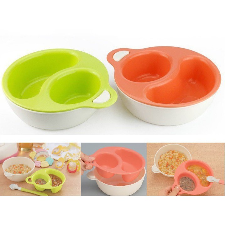 Bát ăn dặm cho bé bộ chén khay chia ngăn kiểu Nhật nhựa cao cấp an toàn 2X MART
