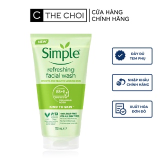 Sữa rửa mặt simple refreshing facial wash 150ml - mẫu mới 2022