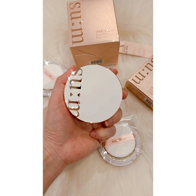 Sét phấn chống nắng che khuyết điểm dạng cushion Su:m37 Sun Away Cooling Sun CC SPF50+/PA+++ tặng kèm 2 lõi
