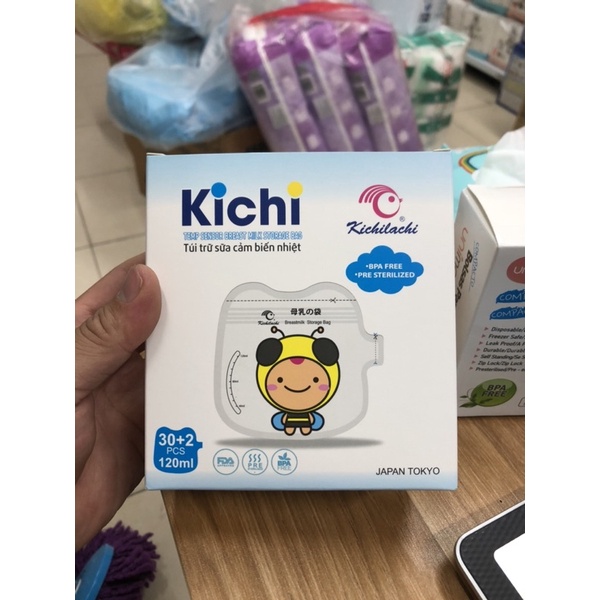 Túi trữ sữa cảm biến nhiệt Kichi (32 túi 120ml)