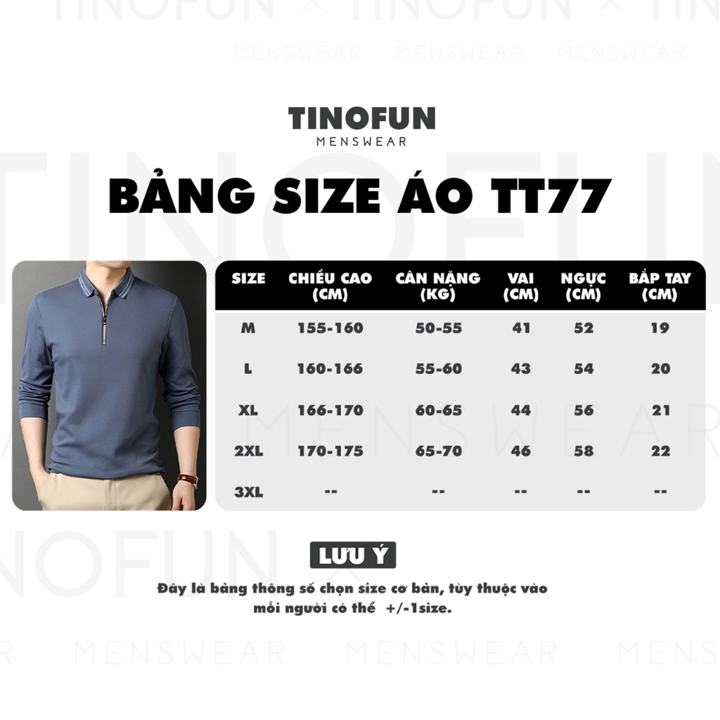 Áo giữ nhiệt nam TINOFUN mã TT77-Q vải thun polo co giãn dài tay phong cách Hàn Quốc cho mùa thu đông