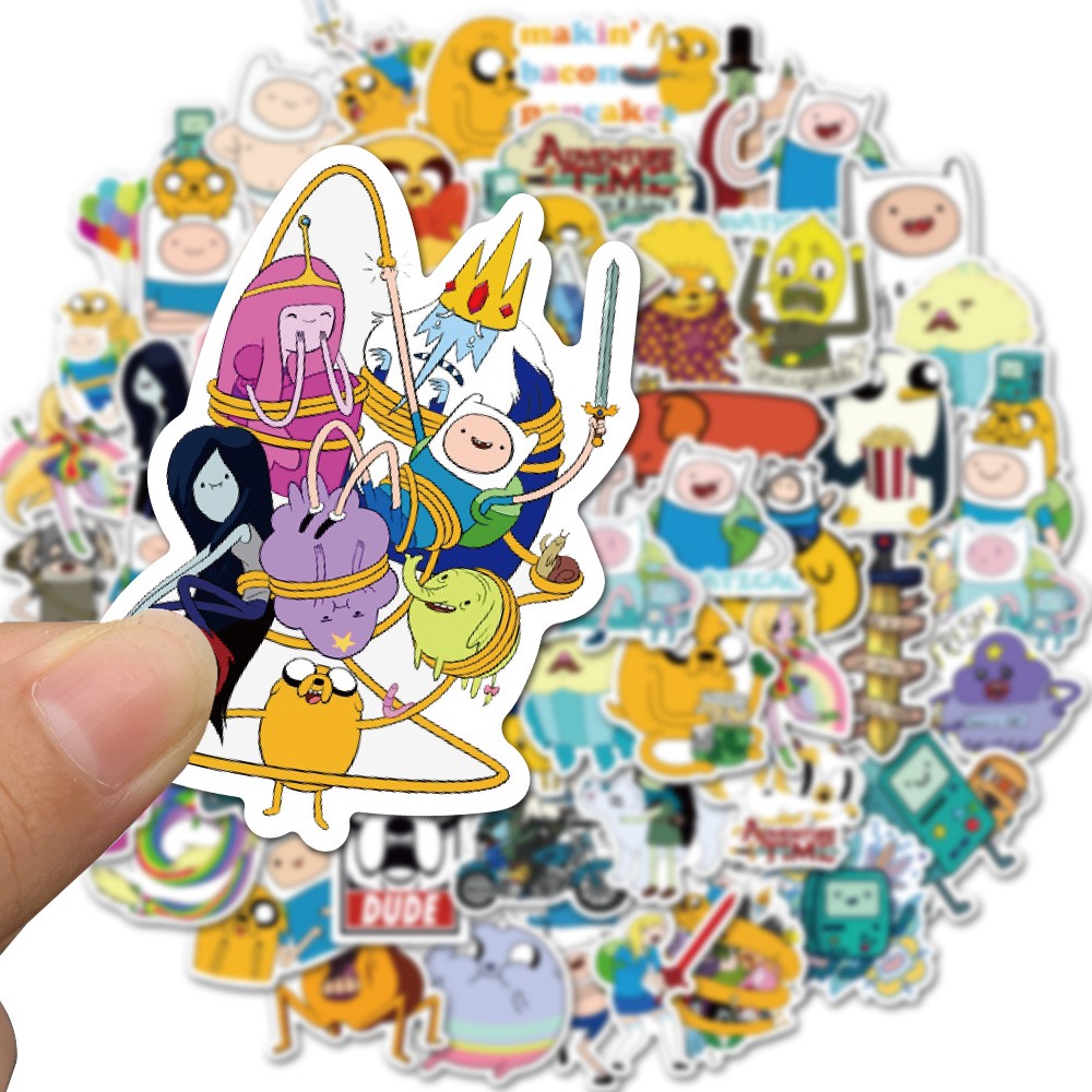 Set 50 miếng dán trang trí đồ thủ công hình anime Adventure Time