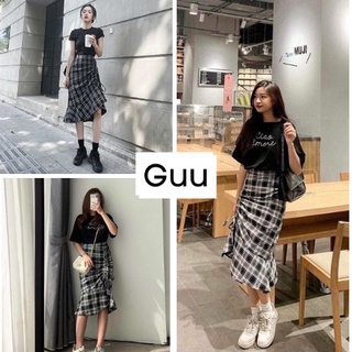  Set áo thun CIAO và chân váy kẻ caro đuôi cá dáng dài  FREESHIP  Bộ đồ lẻ mặc đi chơi đi học siêu tôn dáng GUU 