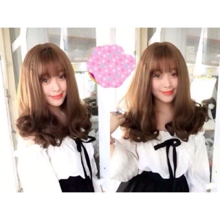 Tóc giả nguyên đầu xoăn ngắn + lưới trùm