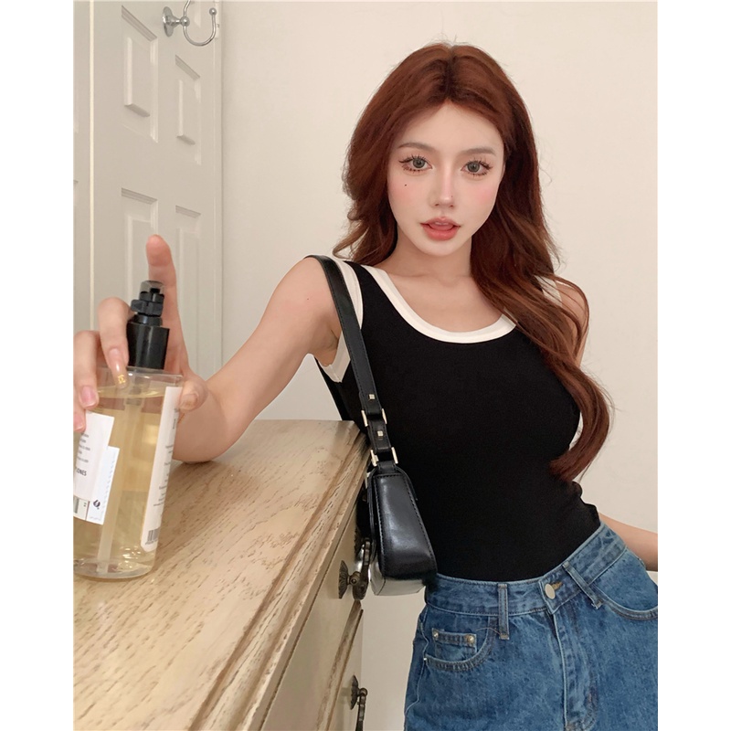 Cocory vn Áo Croptop Dệt Kim Dáng Ôm Co Giãn Thời Trang Mùa Hè Cho Nữ