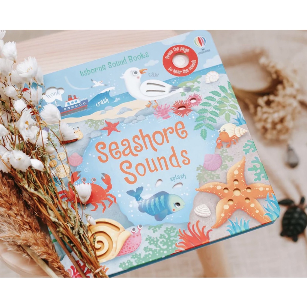 Sách âm thanh Usborne - Seashore Sounds - Âm thanh đại dương, biển cả phát triển ngôn ngữ cho bé