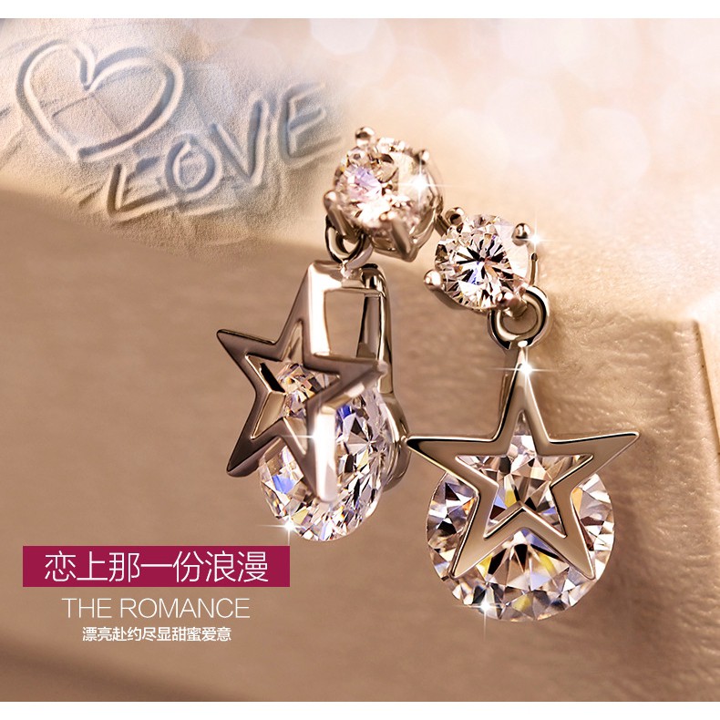 Khuyên Tai Ngôi Sao Đính Đá Zircon Phong Cách Hàn Quốc