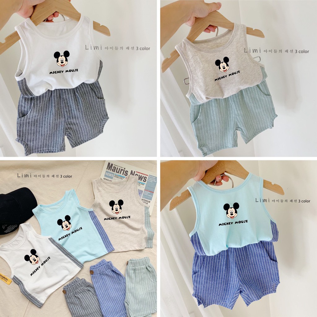 [HOT SUMMER 2020] Bộ ba lỗ bé trai họa tiết MICKEY MOUSE sành điệu - Bộ quần áo bé trai cực hot cho mùa hè