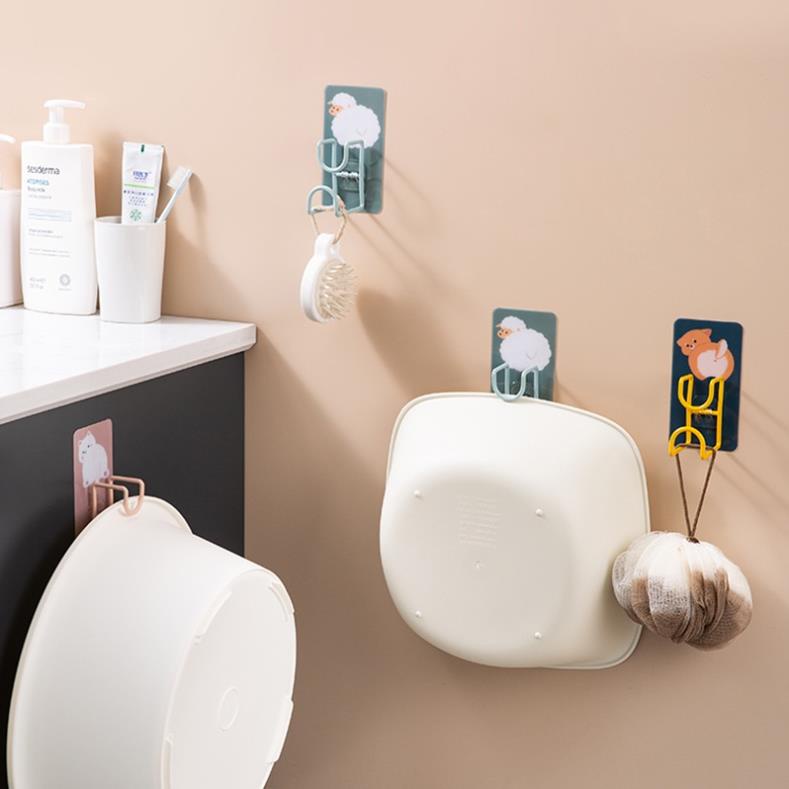 Móc Dán Tường Treo Thau Chậu, khăn quần áo/ giá gắn tường, treo đồ nhà bếp Trang Trí Nhà Cửa Hình Thú Cực Xinh