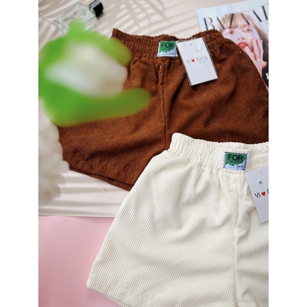 Quần Sooc Nhung Tăm ⚡️ Ảnh thật 100% ⚡️Chất Liệu Siêu Đẹp, Ống Rộng Lưng Cao , Lên Dáng Cực Xinh