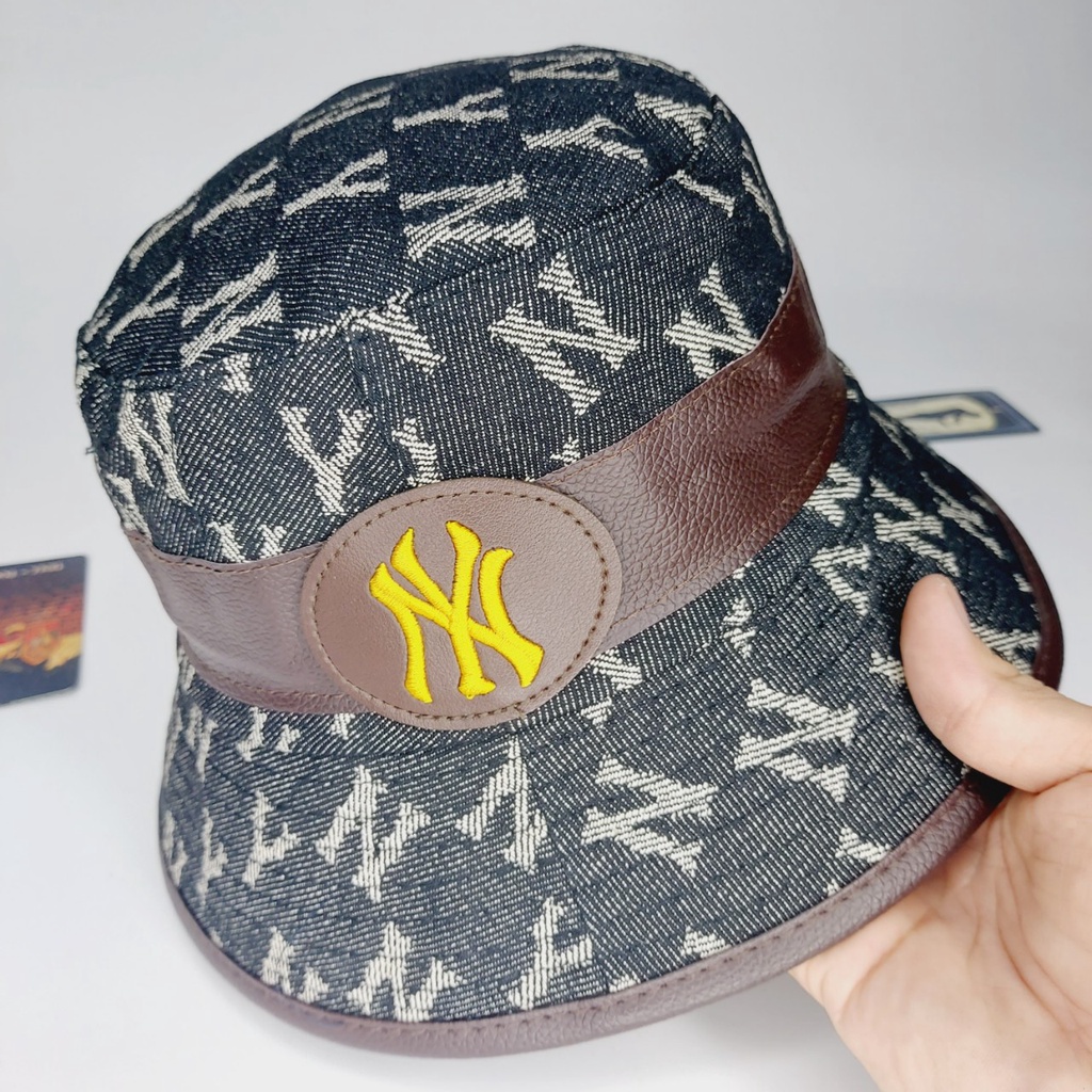 Nón vành tròn , Mũ bụket NY viền da logo nổi màu quát loang nhiều màu cực đẹp