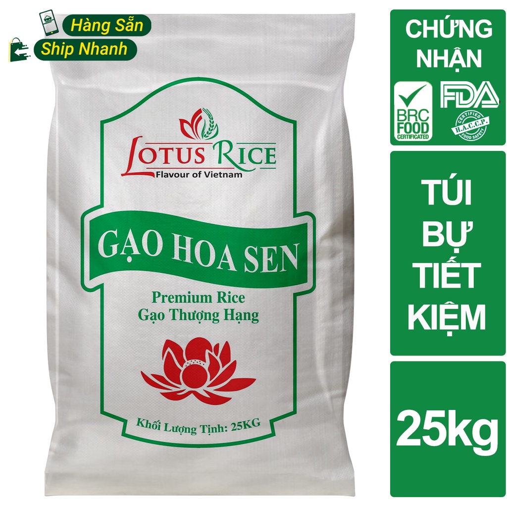 25kg Gạo Thơm Lài Lotus Rice - Thơm ngon dẻo vừa (túi bự tiết kiệm)