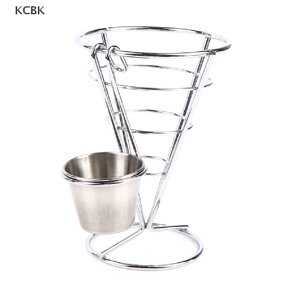KC Stainless steel French Fry Stand Cone Basket Holder for Fries Fish and Chips BK