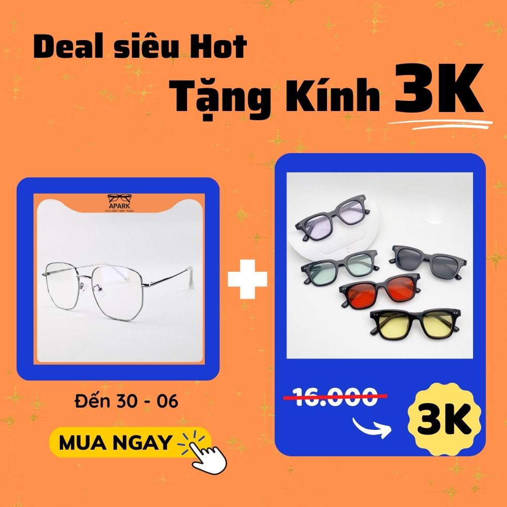 Kính Giả Cận, Gọng Kính Cận Nam Nữ Mắt Vuông To Gọng Dày Bạc Không Độ Hàn Quốc - APARK AP41