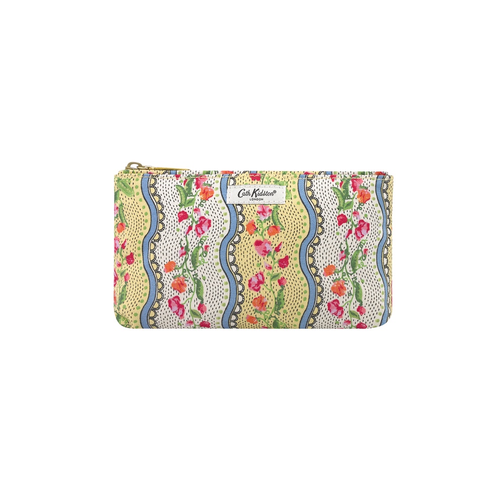 Cath Kidston - Túi đựng mỹ phẩm/Zip Make Up Bag - Sweet Pea Stripe Small - Yellow -1042672