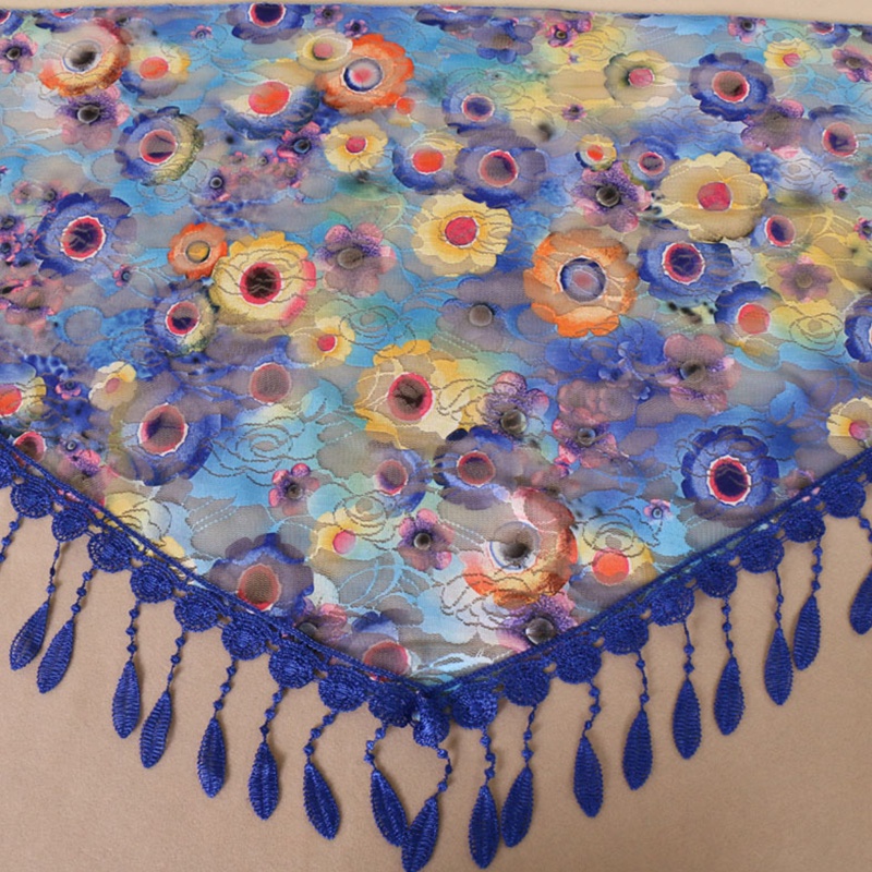 Khăn Choàng Cổ Vải Ren Phối Tua Rua Thời Trang Cho Nữ