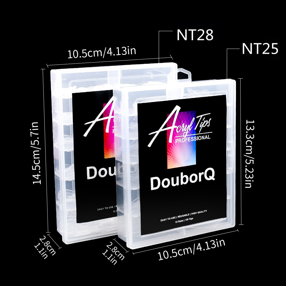 Hộp 120 Khuôn Móng Tay Giả Bằng Nhựa Acrylic Trong Suốt Tiện Dụng