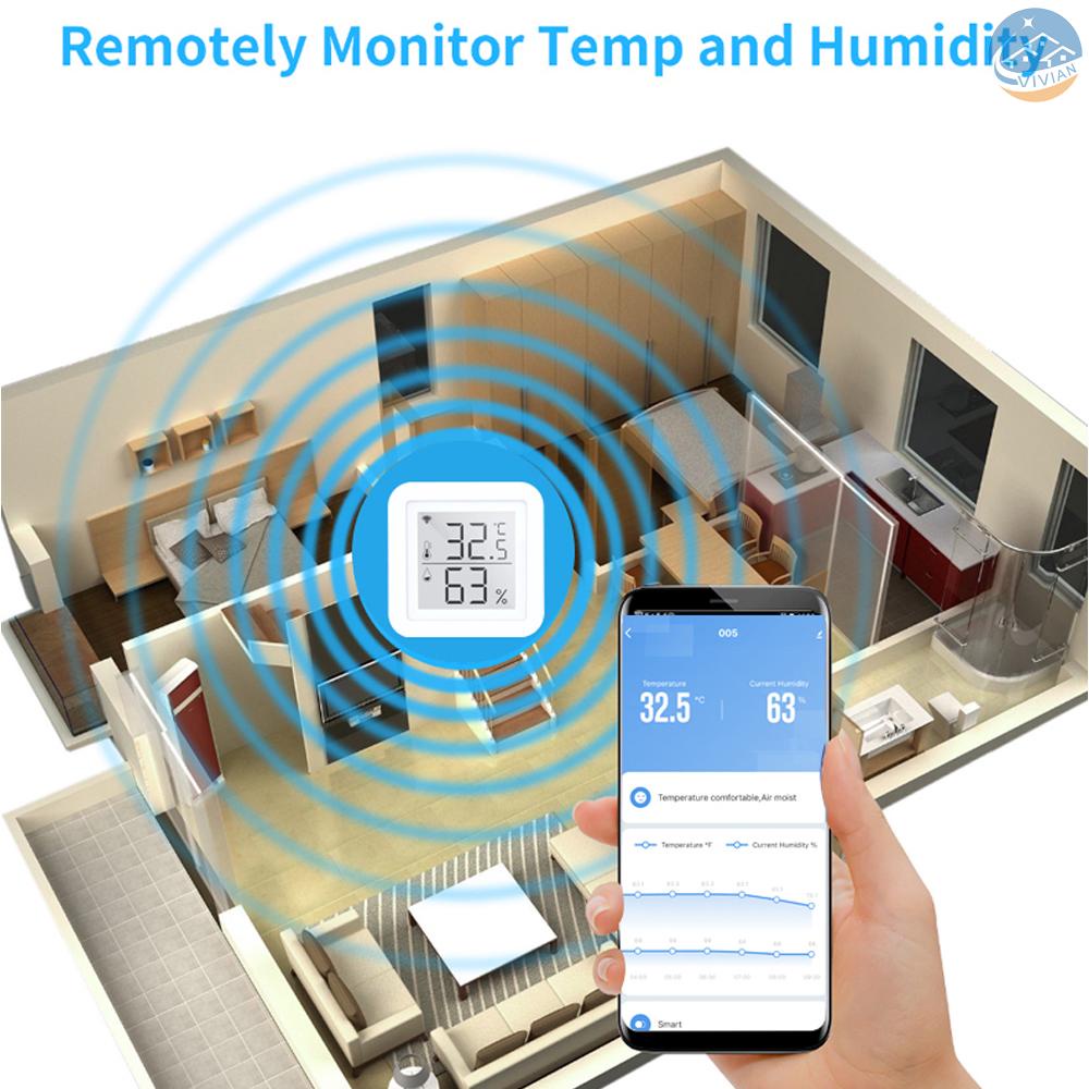 GOOGLE Nguồn Cấp Điện Tuya Màn Hình Lcd Cảm Biến Nhiệt Độ / Độ Ẩm Thông Minh Kết Nối Wifi