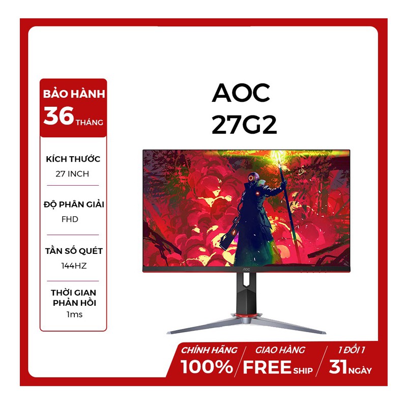 Màn hình AOC 27G2 27" IPS 144Hz Gsync compatible chuyên game - Bảo hành 36 tháng Chính Hãng FPT