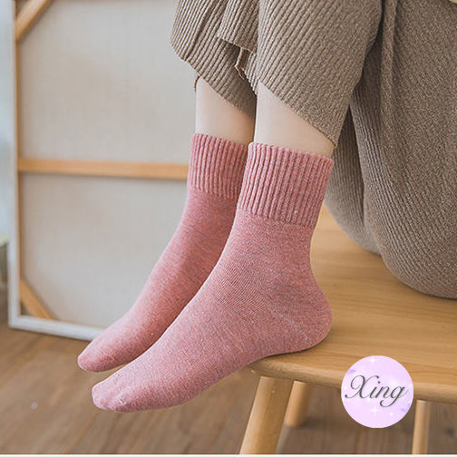 Vớ Cotton Cổ Cao Dày Dặn Giữ Ấm Phong Cách Hàn Quốc Cho Nữ