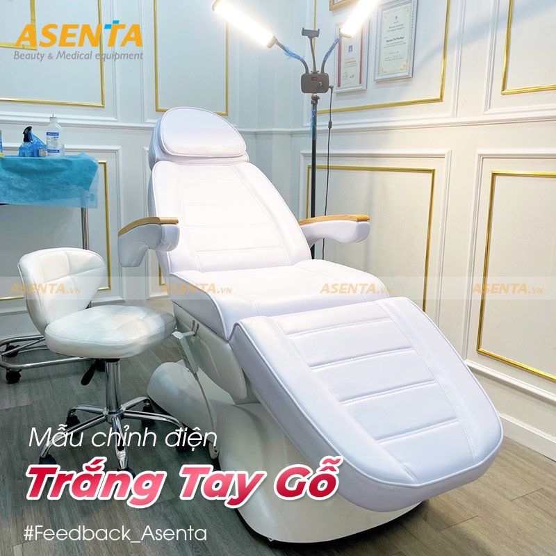 Ghế tiêm Filler, giường tiểu phẫu chỉnh điện thẩm mỹ tay gỗ Hi-mec HMBB-8034