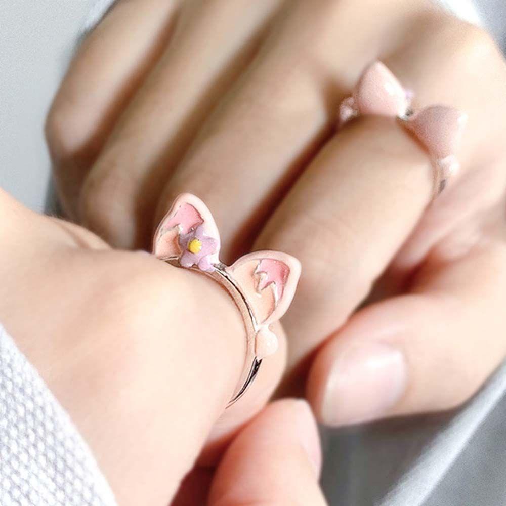 Nhẫn hở hình tai thỏ hoạt hình phong cách Hàn Quốc dễ thương cho nữ