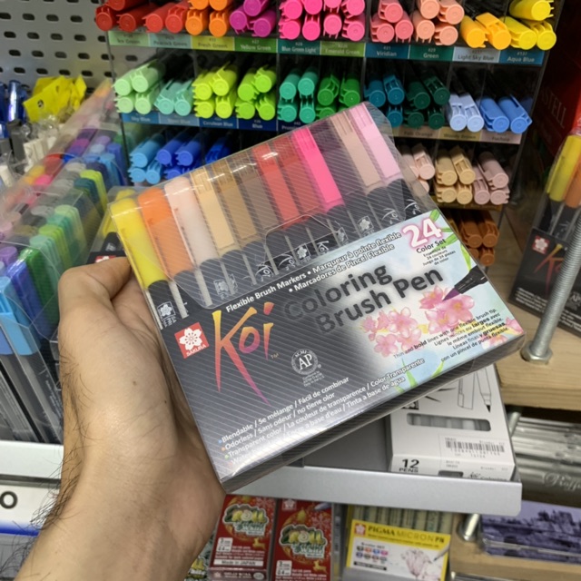 [DA ĐEN] [RẺ NHẤT] Bút Cọ Gốc Nước SAKURA Koi Brush Pens 12/24/48 màu