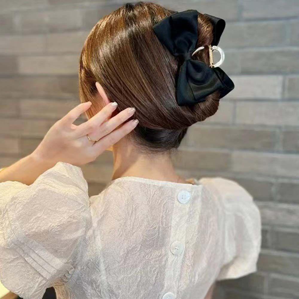 Kẹp Tóc Hình Nơ Màu Trắng Đen Thời Trang Cho Nữ