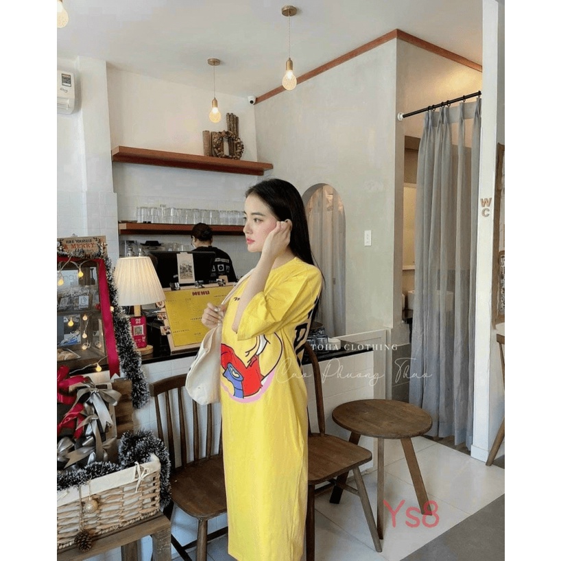 ĐẦM SUÔNG COTTON IN GẤU CHE KHUYẾT ĐIỂM CỰC XINH TH