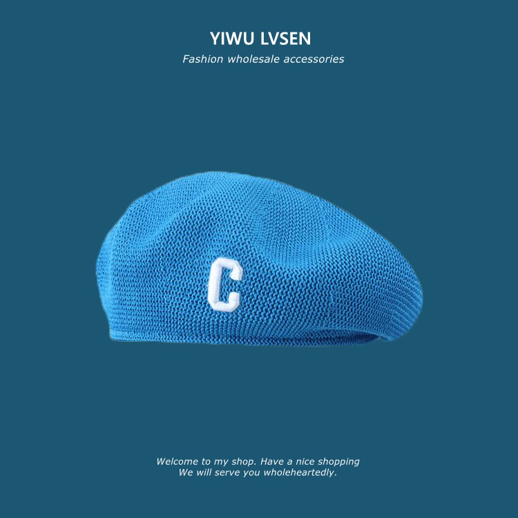 Nón Beret Hình Chữ C Thêu Họa Tiết Phong Cách Hàn Quốc Thời Trang Xuân Hè 2022