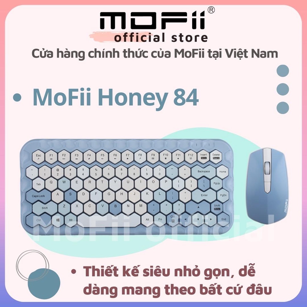 MOFII HONEY 84 COMBO BÀN PHÍM GIẢ CƠ KHÔNG DÂY VÀ CHUỘT - VERSION 2022 - DÙNG CHO LAPTOP, PC, ĐIỆN THOẠI, MÁY TÍNH BẢNG