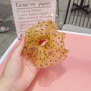 Cột Tóc Vải voan Scrunchies Voan Chấm Bi