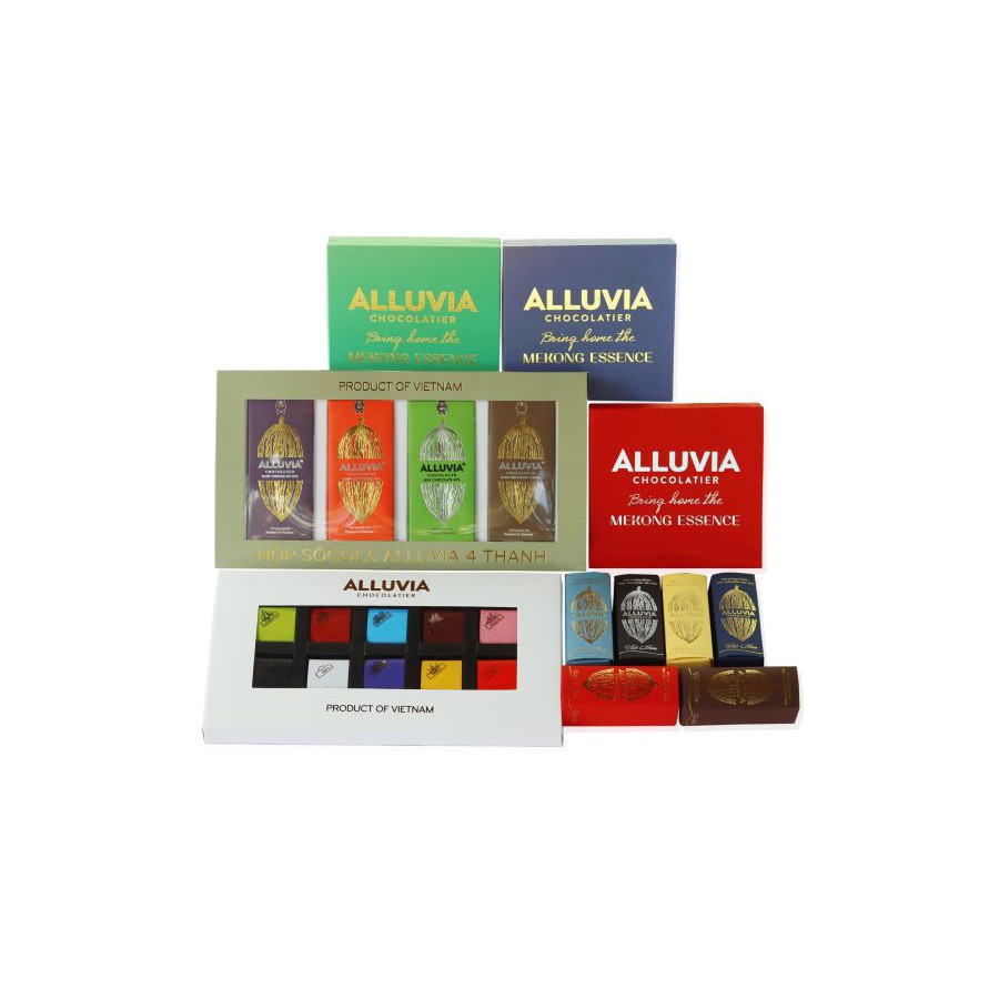 Hộp Quà Tặng Mekong Essence Alluvia Gồm 4 Thanh Socola Nhỏ 30g, Mekong Essence Alluvia Chocolate Gift Box