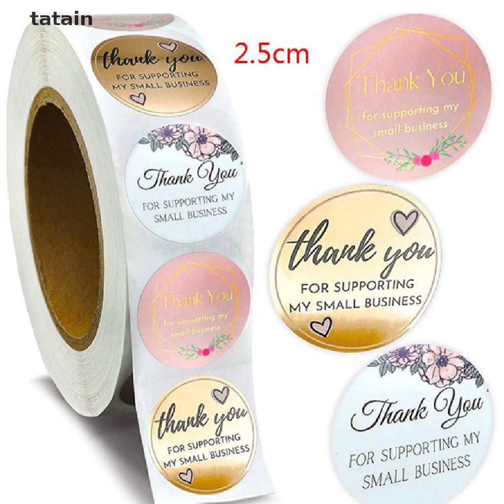 [TAT] 500pcs/roll Thank You Stickers Sealing Labels Adhesive Round Paper Baking Stick CVX