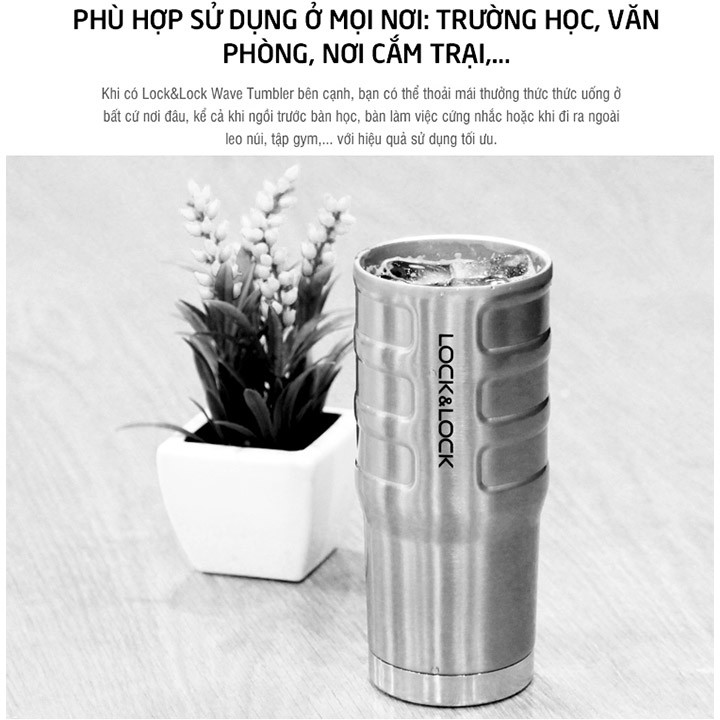 Ly Giữ Nhiệt Lock&Lock Thép Không Gỉ Bumper Tumbler LHC4139SLV (550ml)