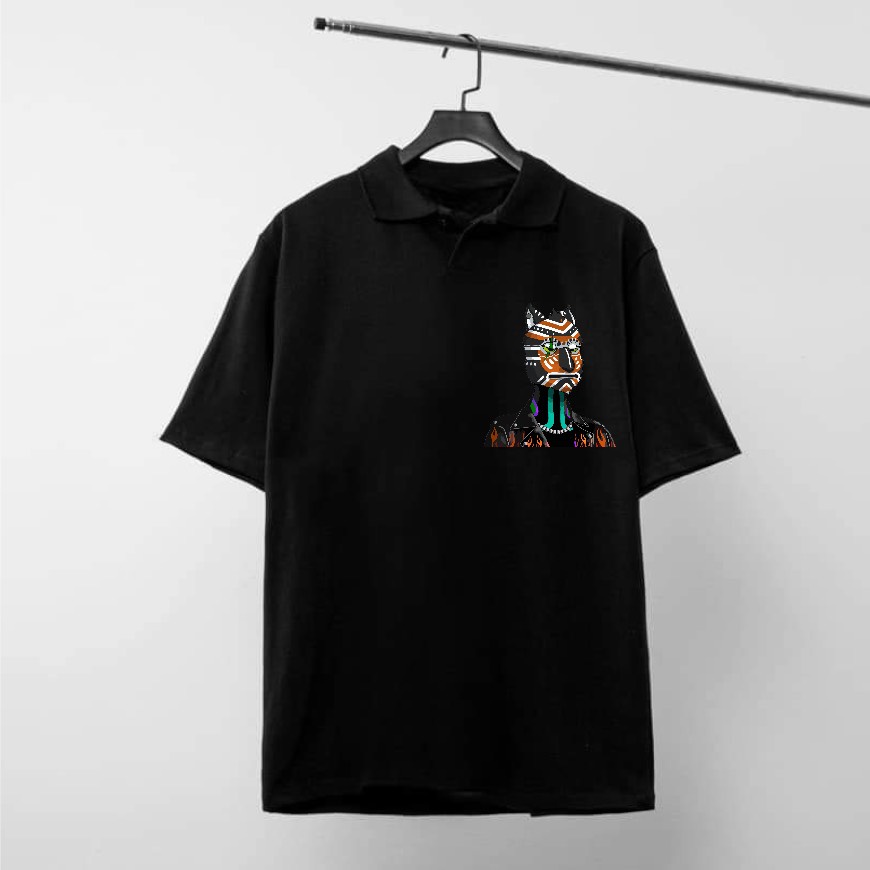 BIGSIZE - Áo thun polo màu đen form bigsize 80kg - 130kg - hình chó