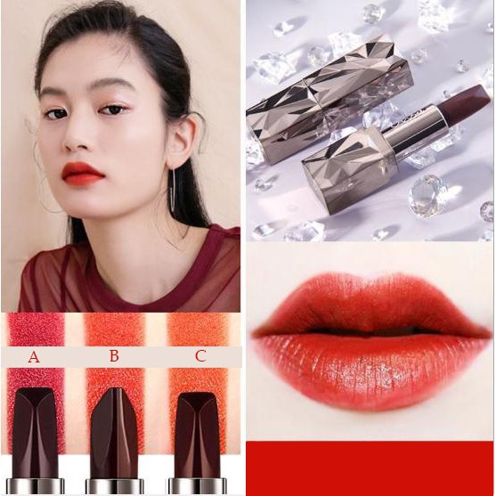 Son 3 màu ANSEL chống nước lâu trôi son lì có dưỡng son môi kim cương - chính hãng