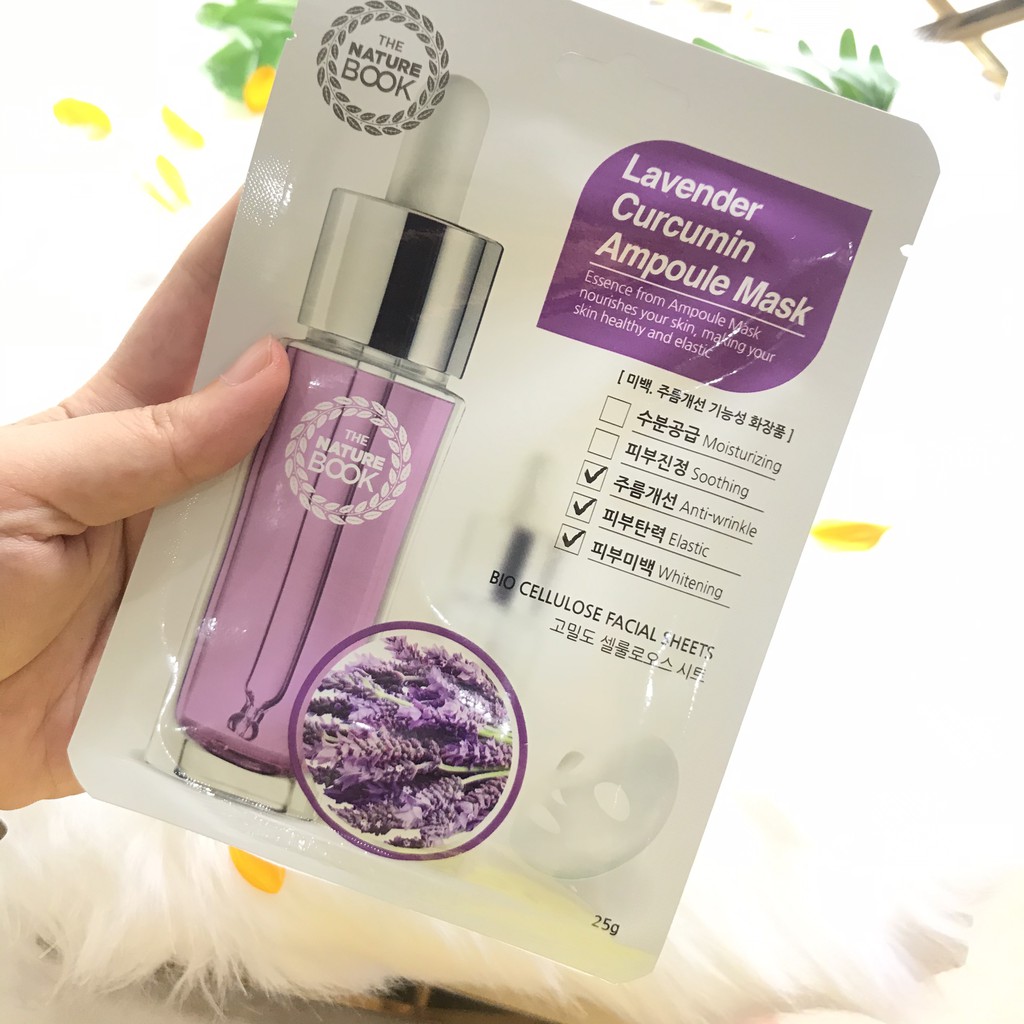 Mặt nạ giấy Lavender The Nature Book dưỡng trắng, ngừa mụn, chống nhăn