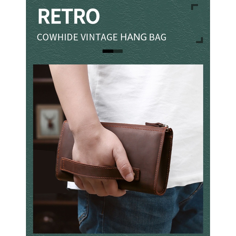 Ví Cầm Tay Cỡ Lớn Chống Thấm Nước Phong Cách Retro Cho Nam