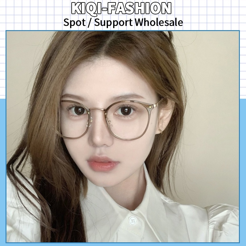 (KIQI-FASHION) COD Mắt Kính Gọng Tròn Bằng Kim Loại Chống Ánh Sáng Xanh Chống Bức Xạ Thời Trang Chất Lượng Cao Cho Nữ