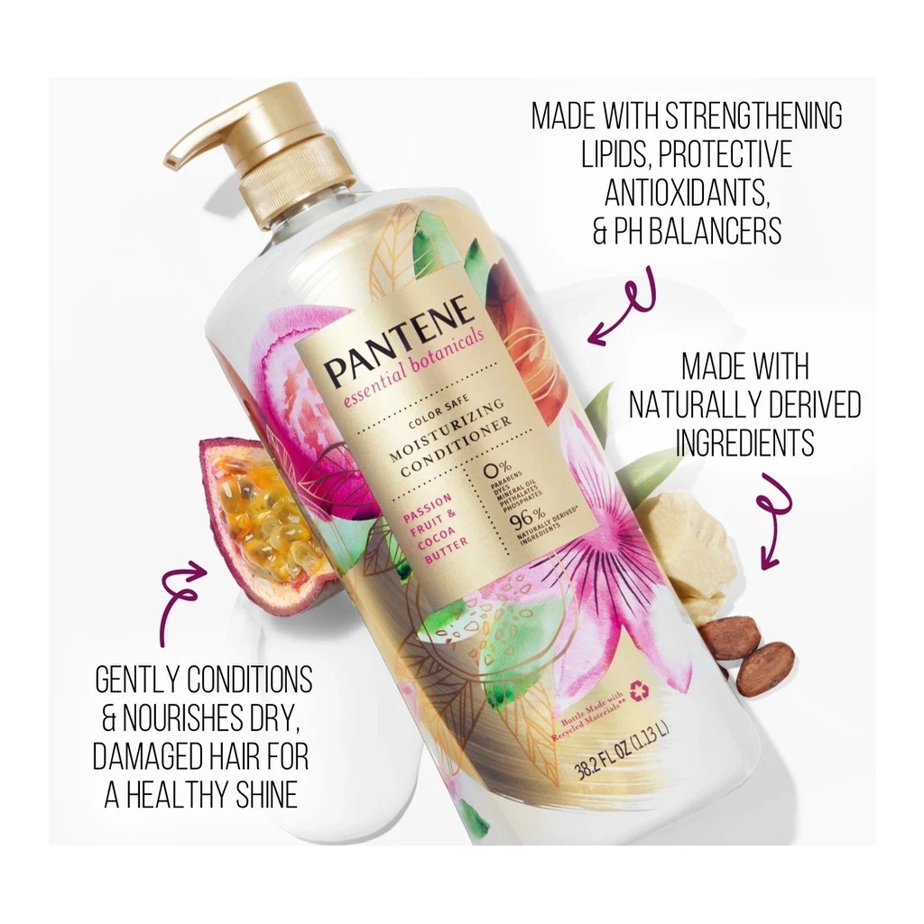 Dầu gội và dầu xả Pantene Essential Botanicals Passion Fruit &amp; Cocoa Butter - EDS Hàng Mỹ