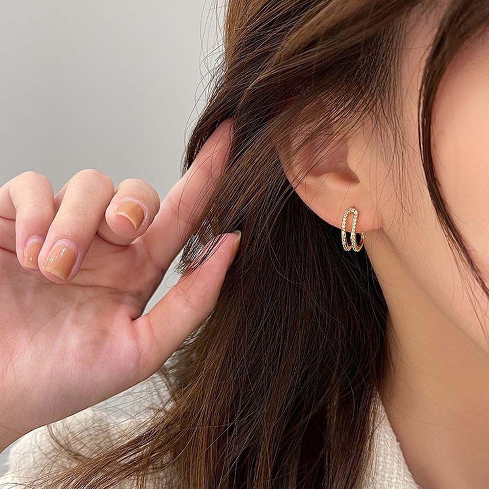 QQMALL Bông Tai Đính Đá Ngọc Trai Thời Trang Hàn Quốc Dành Cho Nữ