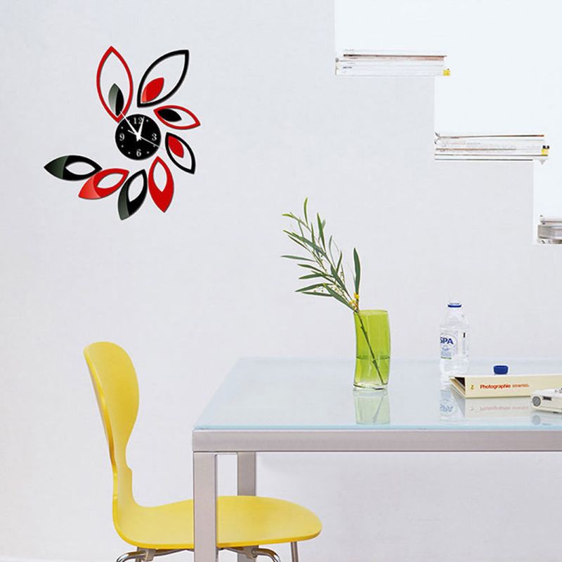 Miếng Dán Tường Trang Trí Hình Đồng Hồ Hoa Sen 3d Diy